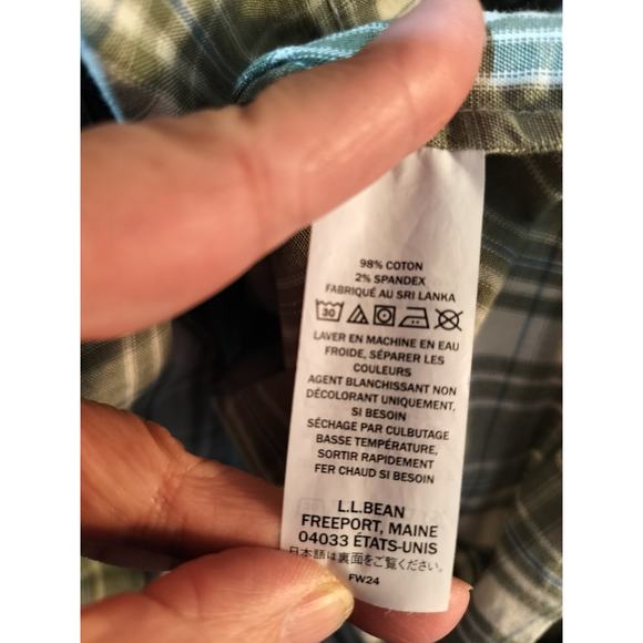 M565) L.L Bean Men's Traditional Fit green White Plais Long Sleeve Shirt Large? - Picture 8 of 8